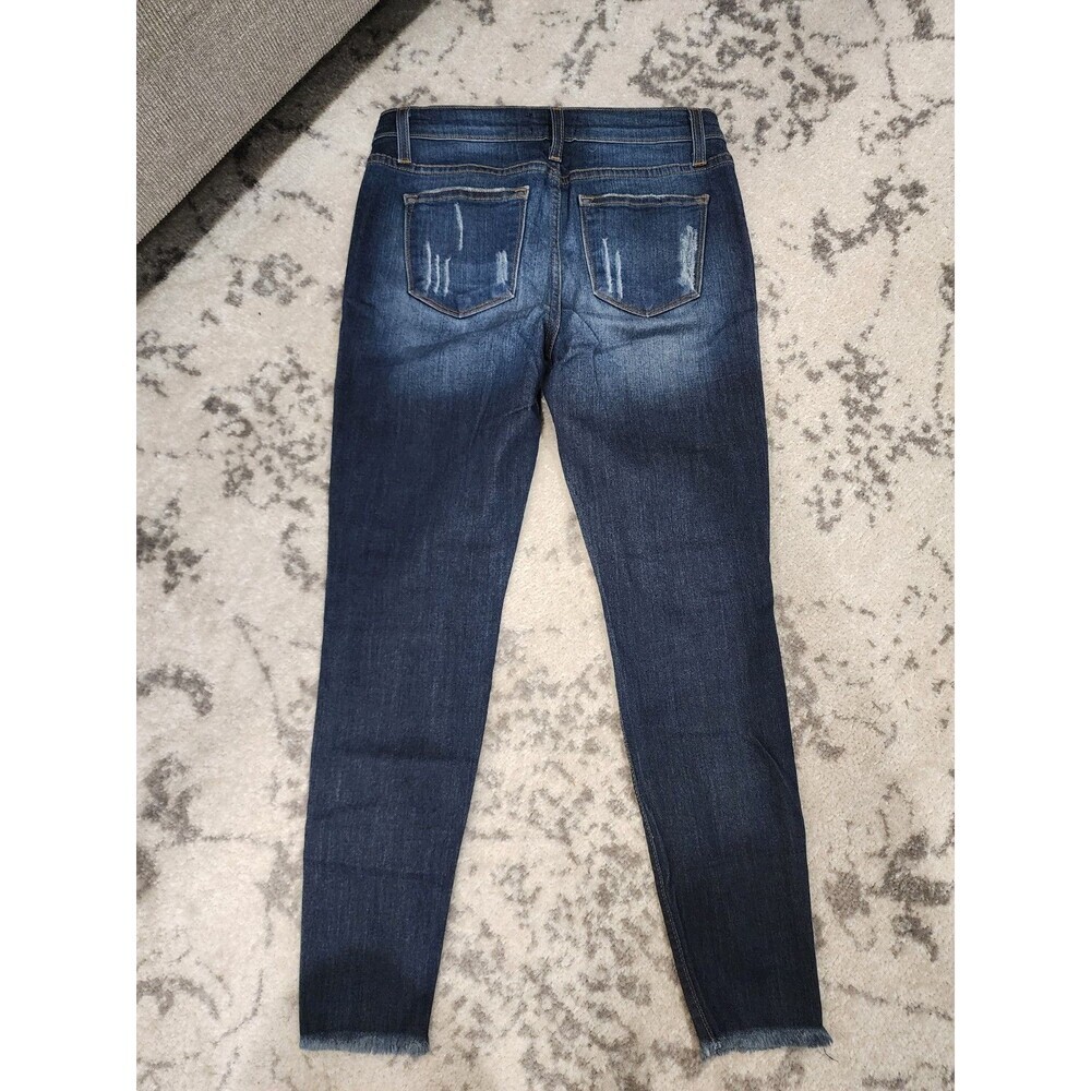 Judy Blue Womens Skinny Fit Jeans 8369-1 Blue Denim Frayed Hem 9/29 Boho Preppy - Picture 7 of 8